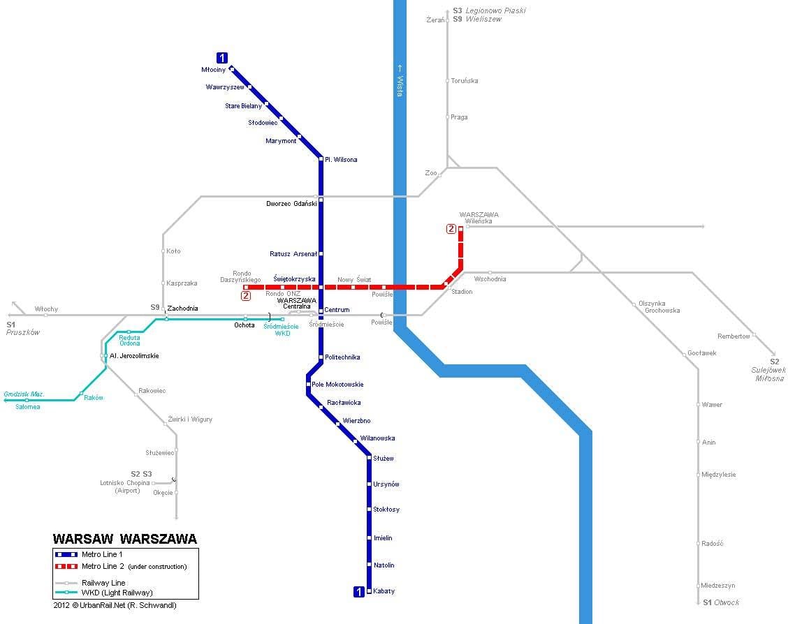 kort metro Varsjá